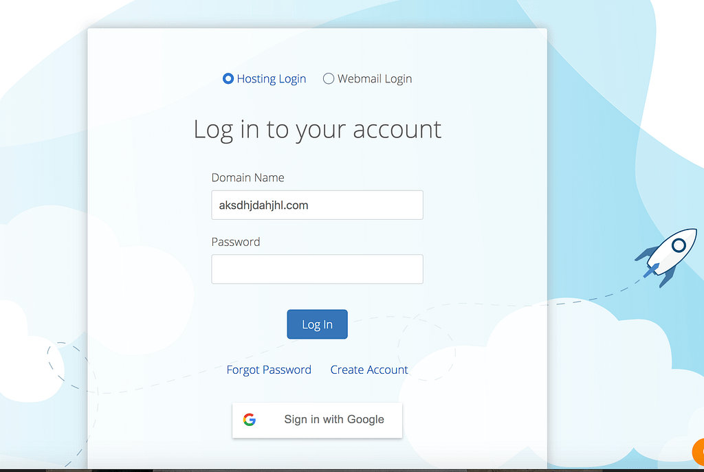 Log in to your Bluehost account for your WordPress blog.
